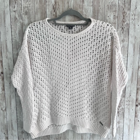 Eddie Bauer Women's White Cotten Open Knit Sweater Large - Picture 1 of 5